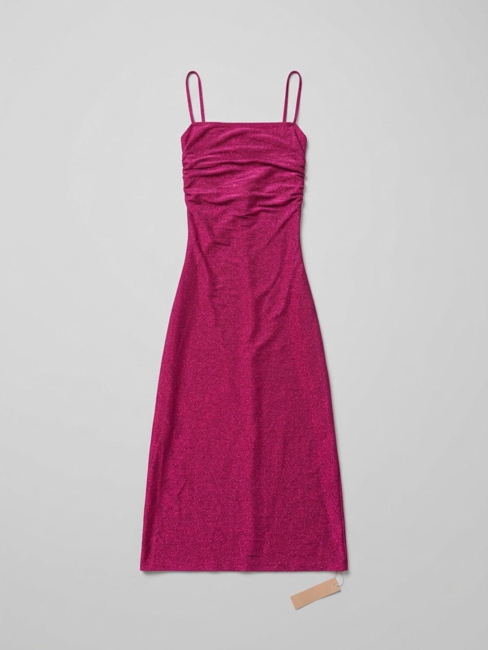 Reformation Fuchsia Pink Metallic Sparkle Maxi Dress Twisted front XS NWT